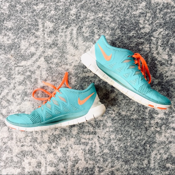 turquoise and orange sneakers